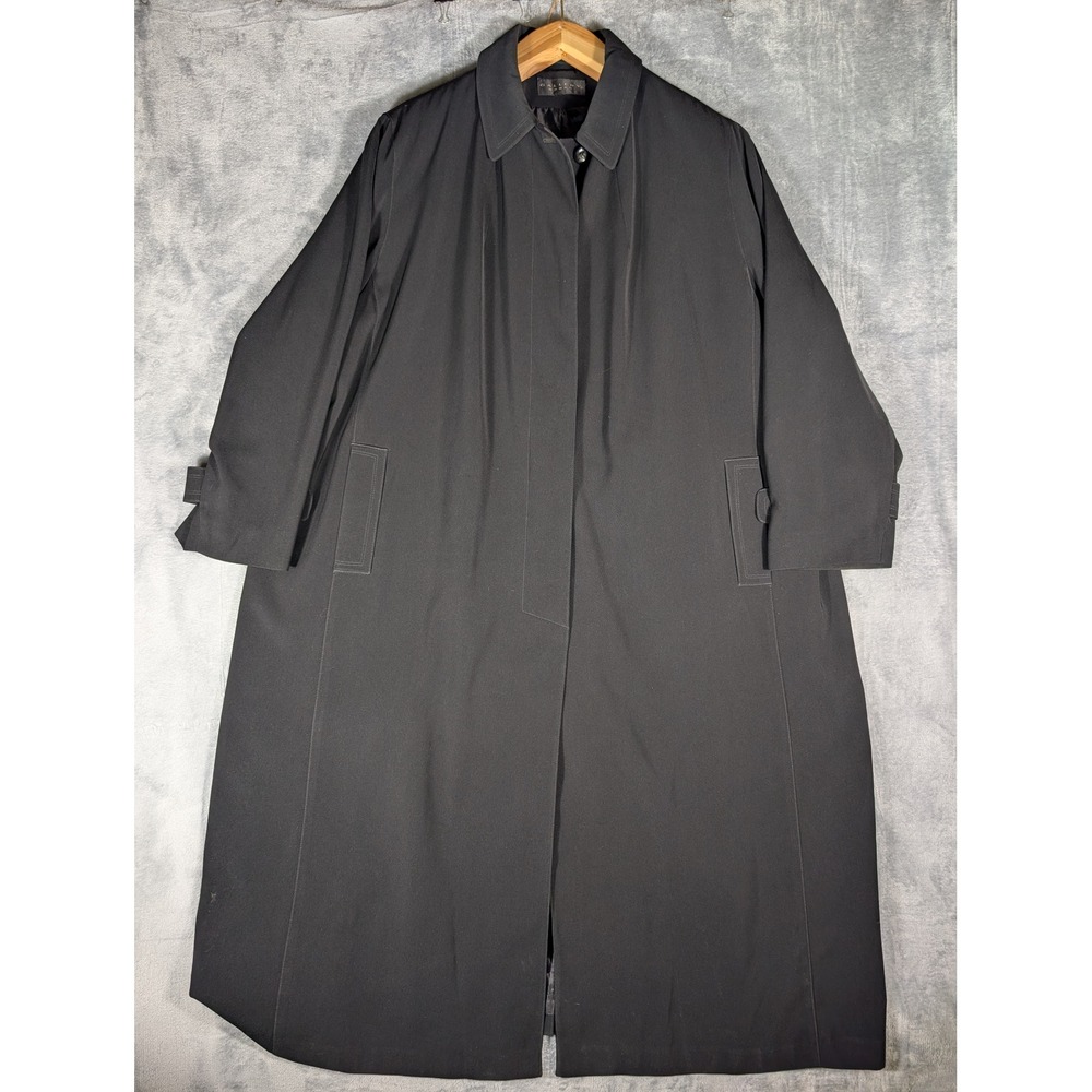 Gallery Woman Black Longline Trench Coat Collared Button Front Plus Size 3X